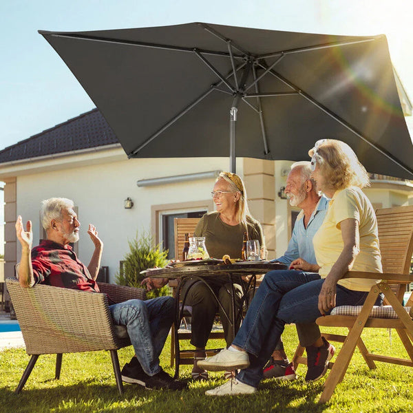 Kurbel-Sonnenschirm mit Stahlgestänge 200x300 cm rechteckige Form. Verschiedene Farben