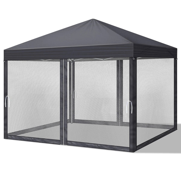 Faltpavillon 3 x 3 m Pop-Up – Partyzelt, Eventzelt & Gartenzelt mit 4 Moskitonetzen in Grau, Blau oder beige