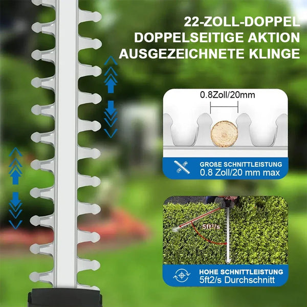 Sonderposten: Leistungsstarke Akku-Heckenschere. Inkl. 2 Akkus und Ladegerät.