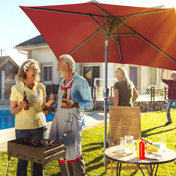 Kurbel-Sonnenschirm mit Stahlgestänge 200x300 cm rechteckige Form. Verschiedene Farben