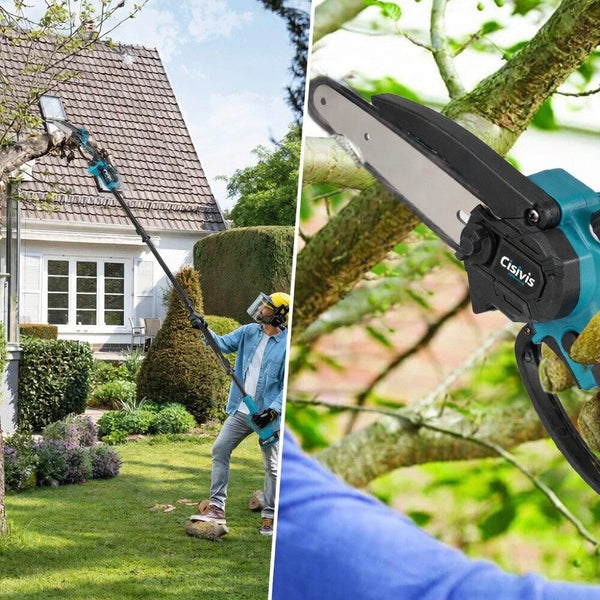Akku Hoch-Astschneider und Astsäge 4-in-1 mit Kettensäge, Astschere & Teleskopstiel – 600W