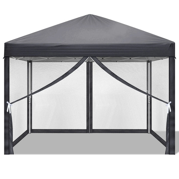 Faltpavillon 3 x 3 m Pop-Up – Partyzelt, Eventzelt & Gartenzelt mit 4 Moskitonetzen in Grau, Blau oder beige