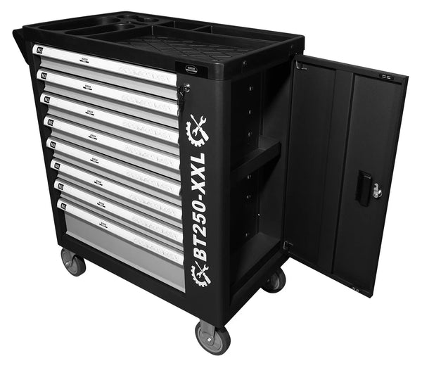 XXL Profi-Werkzeugwagen 8 Schubladen Werkstattwagen mit Werkzeug gefüllt. 89 kg Gesamtgewicht.