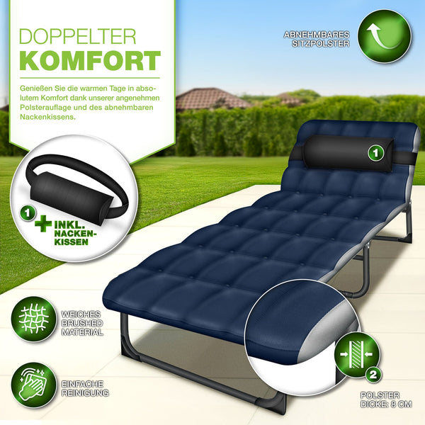 Campingbett, Klappliege. Mit Tragetasche. Belastbar bis 280 kg.