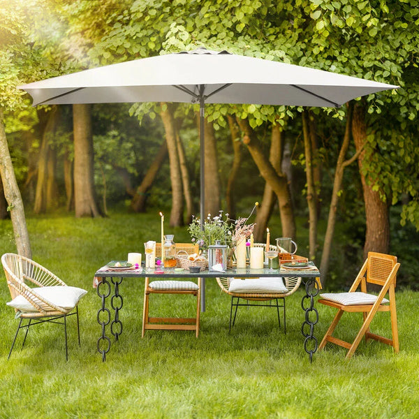 Kurbel-Sonnenschirm mit Stahlgestänge 200x300 cm rechteckige Form. Verschiedene Farben