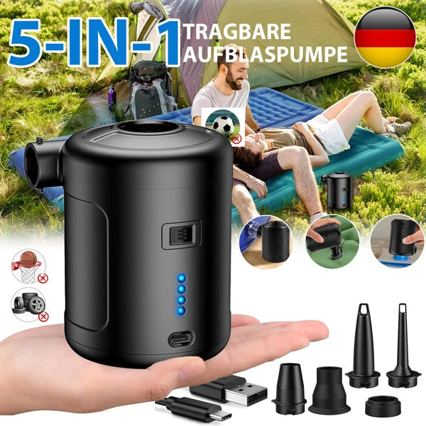 Elektrische USB Akkupumpe 6000mAh Luftpumpe Pool Schlauchboote Luftmatratze Gebläse