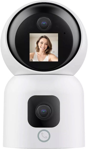 Überwachungskamera mit 2 Doppel-Objektiv und Bildschirm 6MP WLAN PTZ HD IP Kamera PIR Schwenkbar