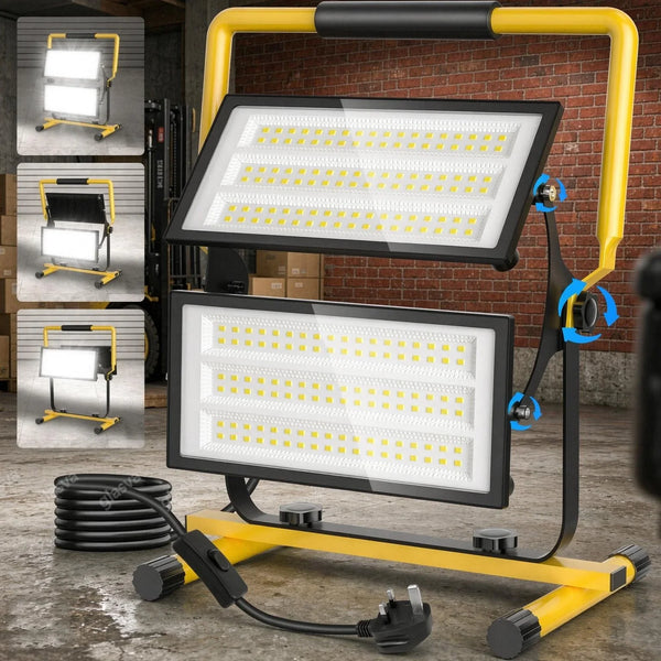LED Baustrahler Flutlicht 200 Watt (2x100 Watt) mit Ständer. 230 Volt. IP66.