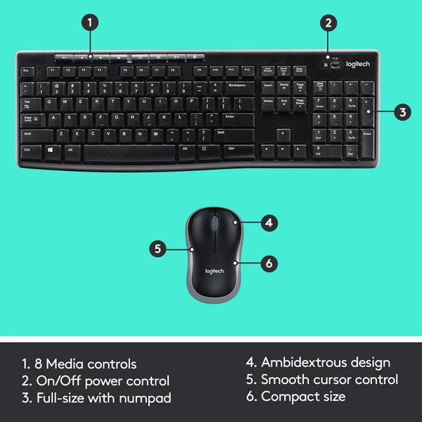 Deutsche Logitech MK Wireless Combo Funk-Tastatur plus Maus-Set. QWERTZ