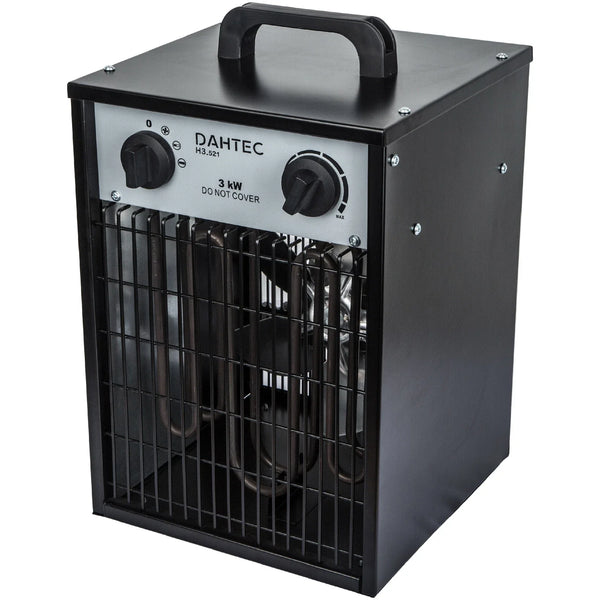 Elektrischer 3000 Watt Heizlüfter 2 Heizstufen schwarzes Gehäuse. Thermostat.