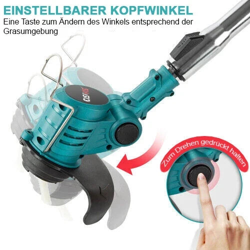 Sonderposten: Akku-Rasentrimmer (blau) mit 2 Lithium-Akkus und Ladegerät Freischneider Motorsense