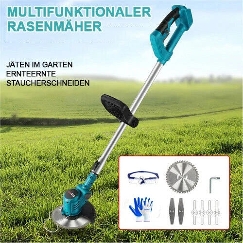 Sonderposten: Akku-Rasentrimmer (blau) mit 2 Lithium-Akkus und Ladegerät Freischneider Motorsense