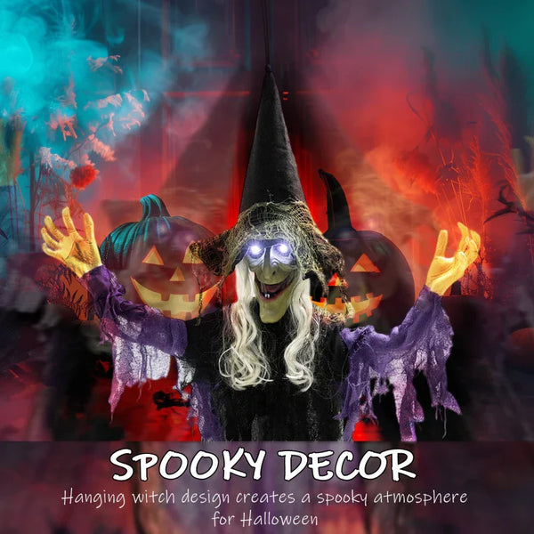 Animierte Halloween-Dekoration – Lebensgroße Hexe mit Sound & LED, 183 cm
