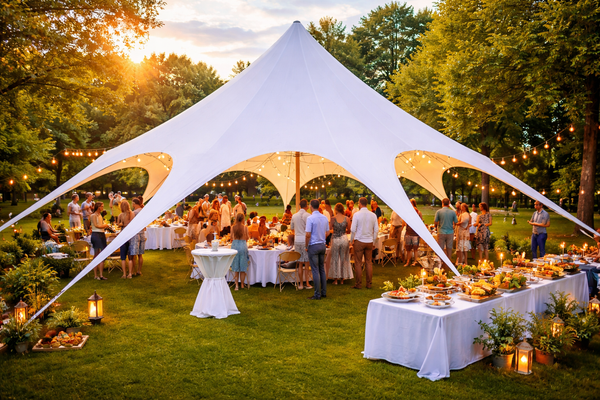 Sternzelt 14 m – Exklusive Eventlösung mit beeindruckender Präsenz. Farben Weiß, Creme oder Schwarz.