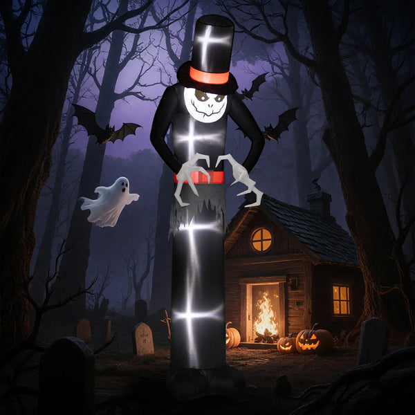 Aufblasbare Halloween-Dekoration – Aufblasbarer Halloween-Geist mit Hut, 306 cm