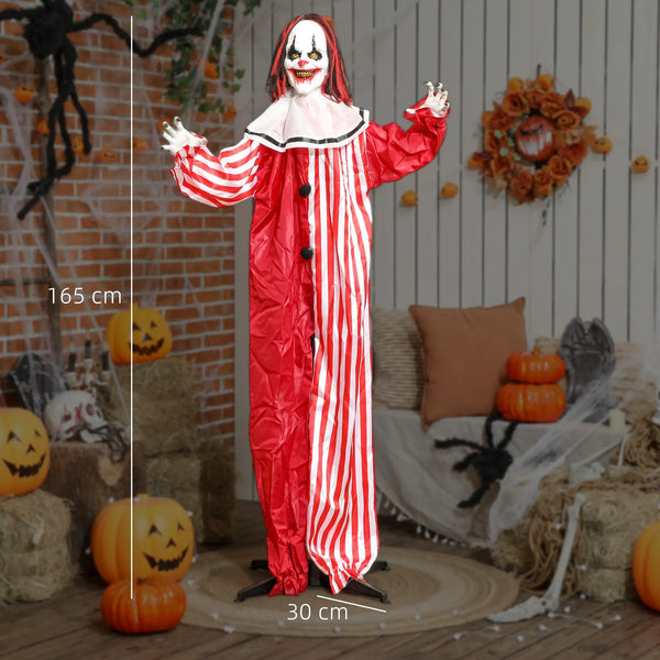 Halloween Dekoration Stehender Clown 165cm mit Licht- und Soundeffekt