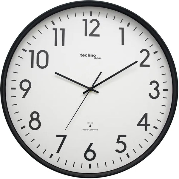 Riesige Hallen-Funk-Wanduhr Aluminium, klassische Anzeige, Funkuhr, Ø 50,5 cm