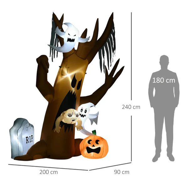 Aufblasbare Halloween-Dekoration – Geisterbaum mit LED-Beleuchtung & Figuren, 240 cm