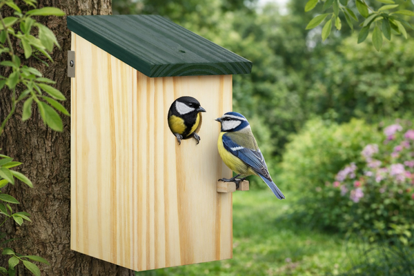 Hochwertige 4x Vogelhäuser aus Massivholz – Sicherer Nistplatz für heimische Gartenvögel