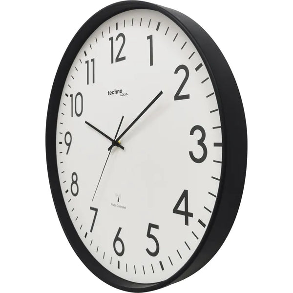 Riesige Hallen-Funk-Wanduhr Aluminium, klassische Anzeige, Funkuhr, Ø 50,5 cm