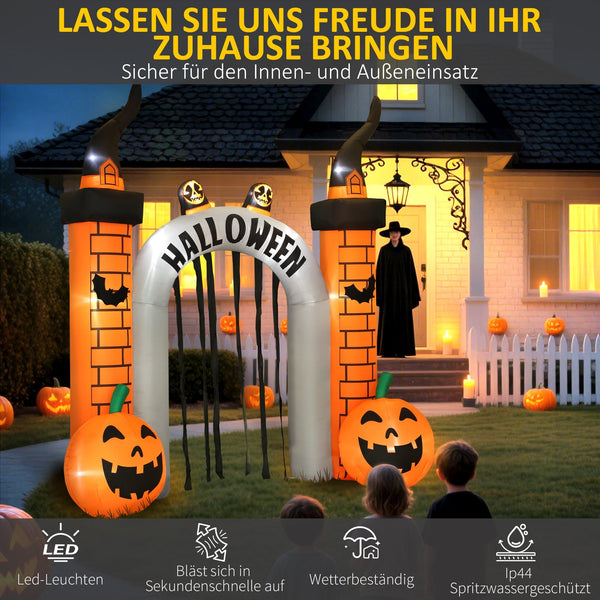 Aufblasbarer Halloween-Eingangsbogen mit LED-Beleuchtung, 322 cm hoch
