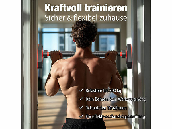 Klimmzugstange für Türrahmen, Lock-Funktion, verstellbar, bis 300 kg