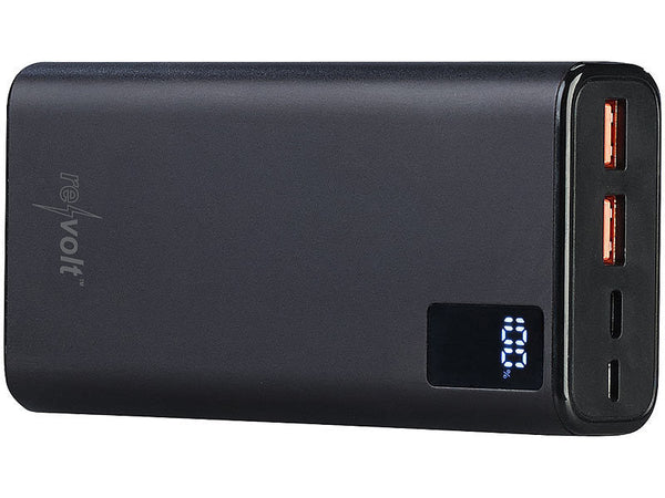 Powerbank 20.000 mAh. Extrem leistungsstark. Mit den neusten Anschlüssen. Für Smartphones und andere Geräte.
