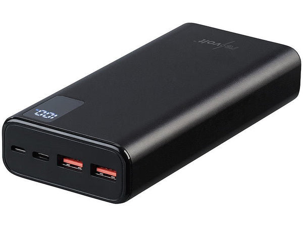Powerbank 20.000 mAh. Extrem leistungsstark. Mit den neusten Anschlüssen. Für Smartphones und andere Geräte.