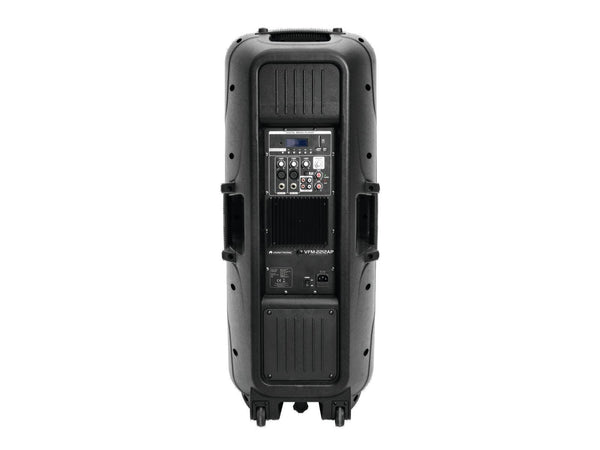 Omnitronic VFM-2215AP 2-Wege Lautsprecher, aktiv | Box mit Player und Bluetooth, 2 x 15" Woofer, 1" Treiber, 180 W| Class-A/B-Architektur: optimaler Klang und starke Leistung