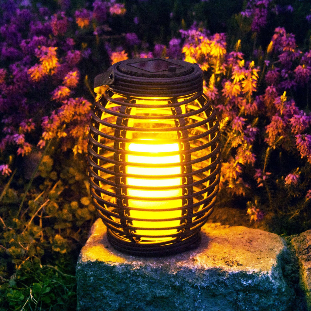 LED Solar Laterne mit Kerze 20cm Außen Windlicht oval zum Hängen – Fairer Import Vertrieb