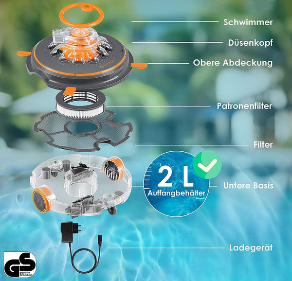 Pool-Roboter mit Akku-Betrieb für die totale Schwimmbad - Reinigung.
