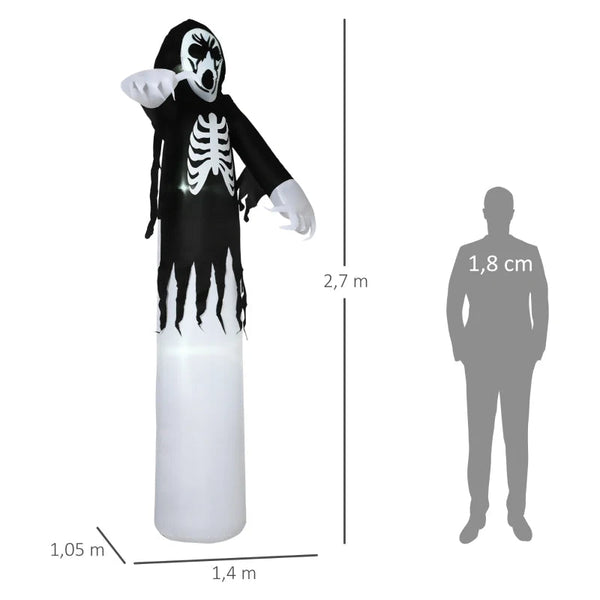 Geisterskelett Halloweendeko mit Gebläse 1,40 x 1,05 x 2,70 m