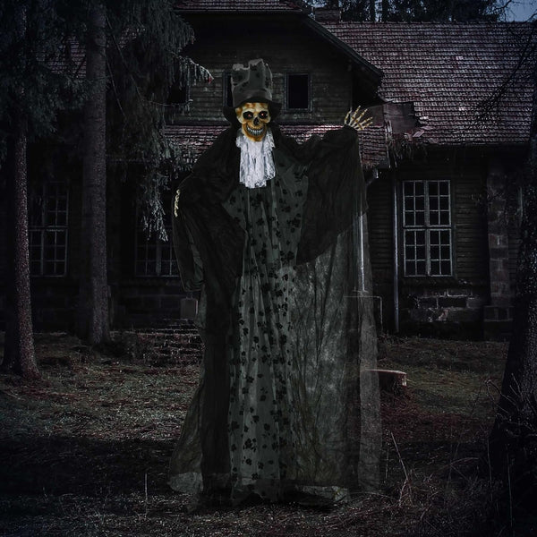Lebensgroßer Halloween-Bräutigam: 183cm bewegliches Skelett mit blinkenden Augen und Soundeffekten
