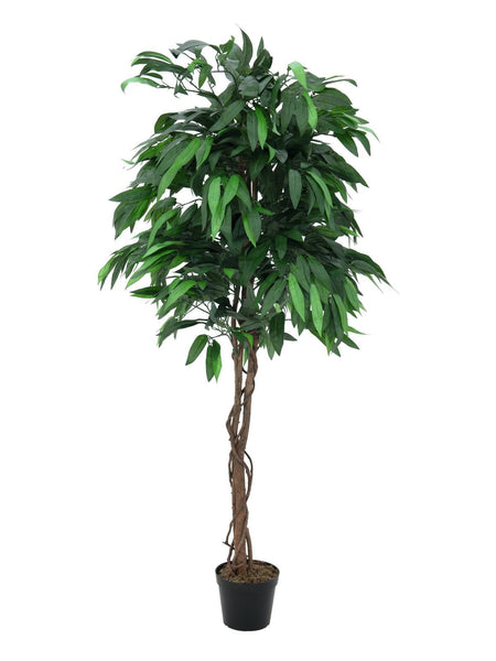 Künstlicher Mango-Baum mit Seidenblättern und Naturstämmen. 150 - 180 cm.