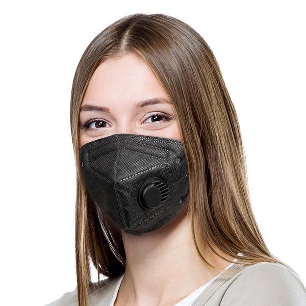 Community Masken: Ventil-Gesichtsmaske schwarz. Black-Label. 5-lagig.