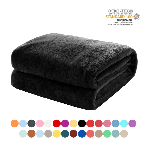 Flauschige Kuscheldecke extra weich & warm, waschbar, 4 Größen und 17 Farben, OEKO-TEX STANDARD 100®