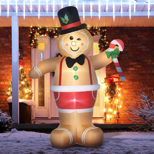 Aufblasbarer Lebkuchenmann, 238 cm mit LED-Beleuchtung. Weihnachten Deko Luftfigur wetterfest