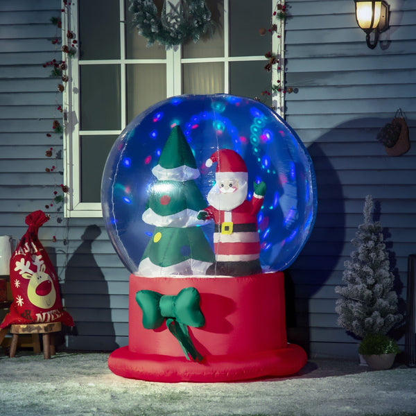 Aufblasbare Kristallkugel mit Weihnachtsmann und Tannenbaum, 150 cm mit LED-Beleuchtung. Weihnachten Deko Luftfigur, wetterfest