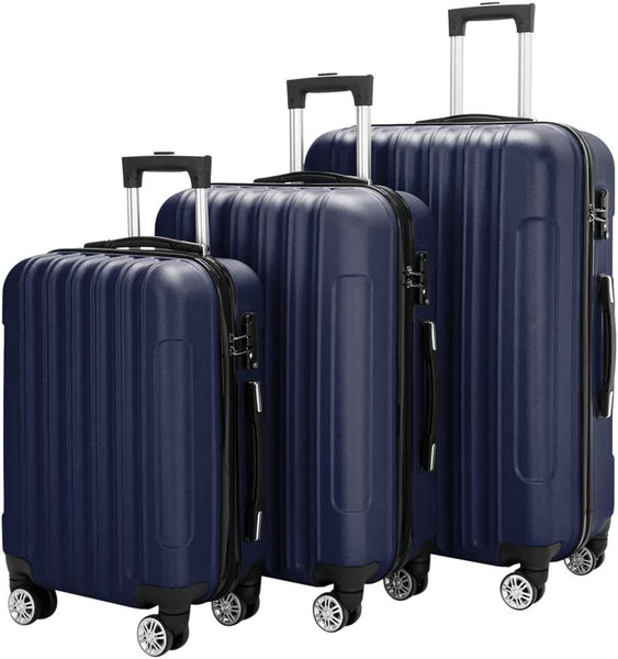 Preiswerter Sonderposten: 3er Set Hartschalen Koffer Set Rollkoffer Reisekoffer Trolley Set Handgepäck 4 Rollen-Fahrwerk