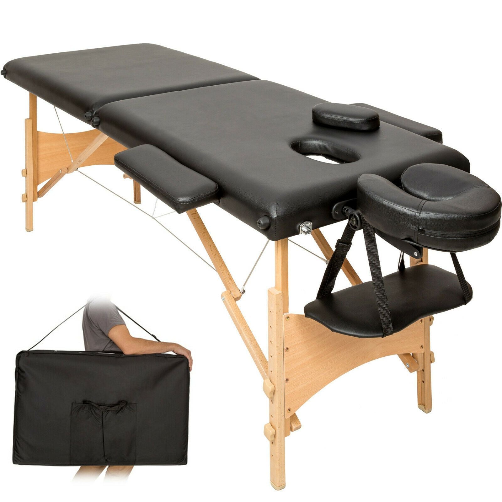 Holz-Massageliege Massagetisch Massagebank, klappbar inkl. Tasche