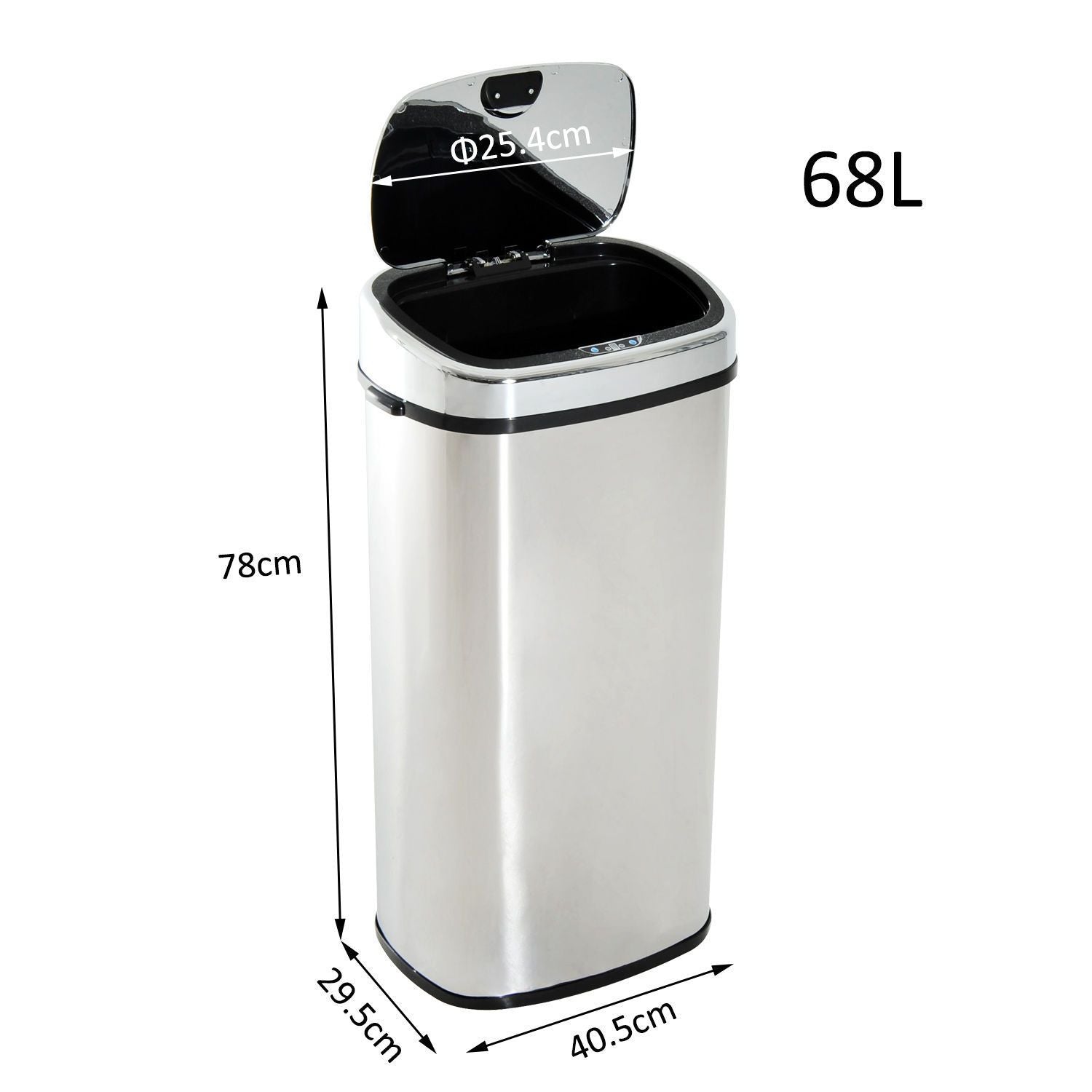 Abfalleimer XXL mit Hand-Bewegungssensor & Aluminium-Korpus, 68 Liter und 50 Liter