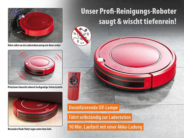 Saugroboter Staubsauger-Roboter mit Ladestation, HEPA-Filter & UV-Lampe (Tötet Viren) Preis inkl. 19% MwSt.