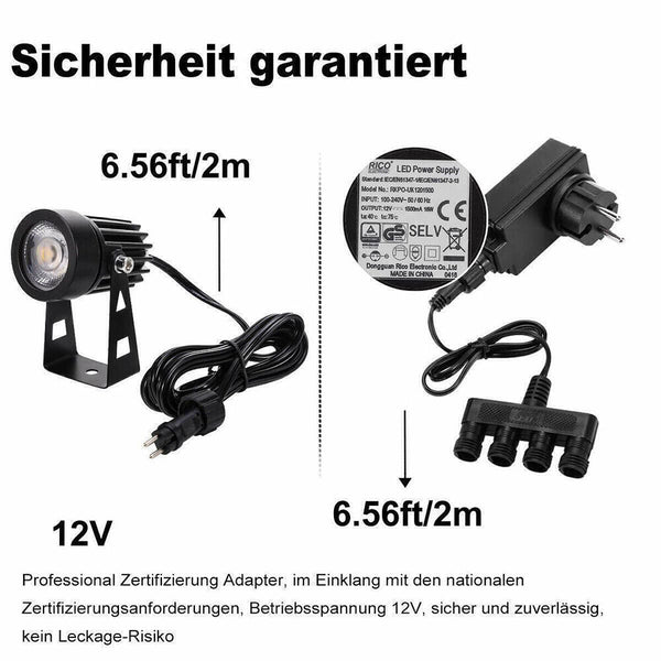 LED Gartenlicht 8er Set mit Gartenspieß. 8 x 3 Watt LED-Licht. Warmweiß.