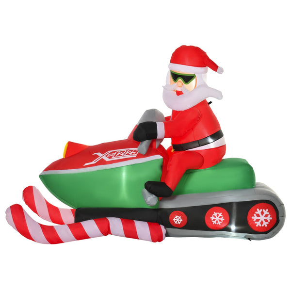 Aufblasbarer Weihnachtsmann auf Snowmobil 1,6 m Nikolaus Santa LED IP44 Polyester