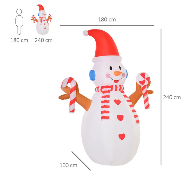 Aufblasbarer Schneemann mit rotierender Beleuchtung, 240 cm mit LED-Beleuchtung. Weihnachten Deko Luftfigur