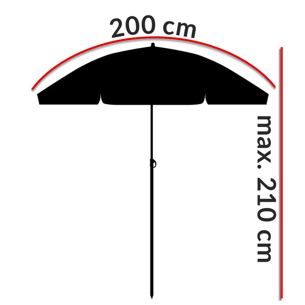 Sonnenschirm mit Stahlgestänge Ø200cm. Verschiedene Farben