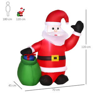 Aufblasbarer Weihnachtsmann sitzend, 1,20m Schneemann Weihnachtsdeko LED