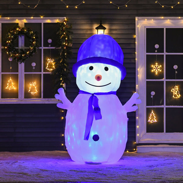 Aufblasbarer Schneemann mit Drehlichtern, 180 cm mit LED-Beleuchtung. Weihnachten Deko Luftfigur