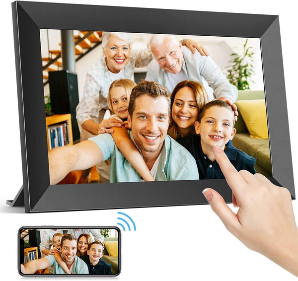 Digitaler Bilderrahmen Internet-Anschluss: WLAN-Bilderrahmen mit 25,7-cm-IPS-Touchscreen & weltweitem Bild-Upload