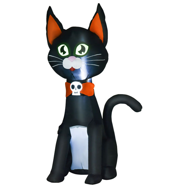 Aufblasbare schwarze Katze, 124 cm mit LED-Beleuchtung. Halloween Deko Luftfigur